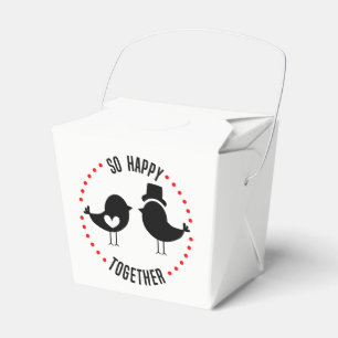 Lovebirds Black White Wedding Engagement Favour Box