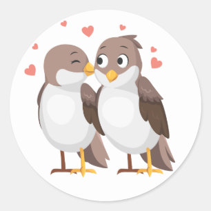 Lovebirds Brown Wedding, Bridal Shower, Engagement Classic Round Sticker