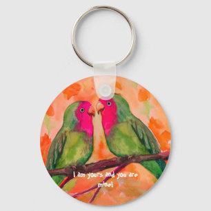 lovebirds button key ring
