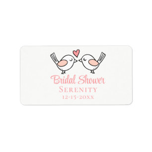 Lovebirds Cartoon Love Birds Pink Bridal Shower La Label