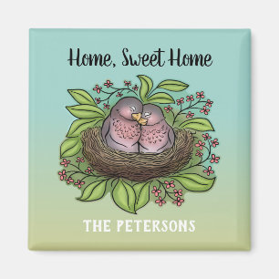 Lovebirds Couple in Nest Home Sweet Home Magnet