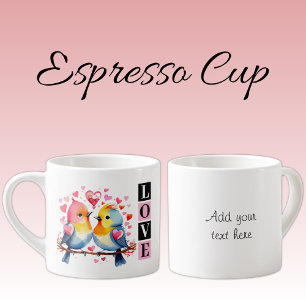 Lovebirds custom text pink espresso cup