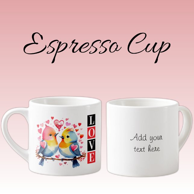 Lovebirds custom text red espresso cup (Creator Uploaded)
