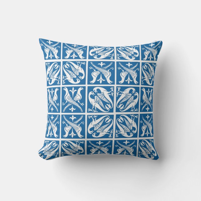 Lovebirds Delft Blue and White Cushion (Front)