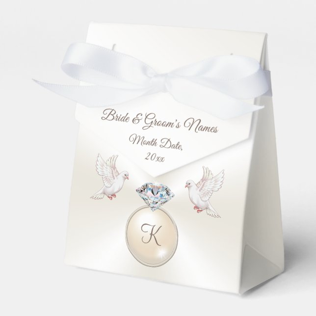 Lovebirds Diamond Personalised Wedding Favour Boxe Box (Front Side)