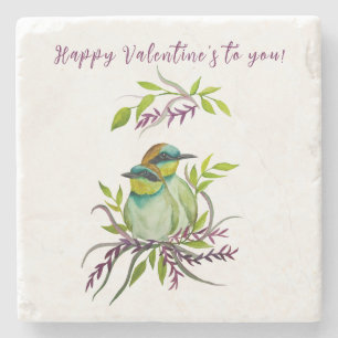 Lovebirds for Valentine's Day Stone Coaster