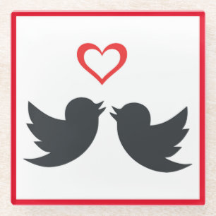 LOVEBIRDS GLASS COASTER