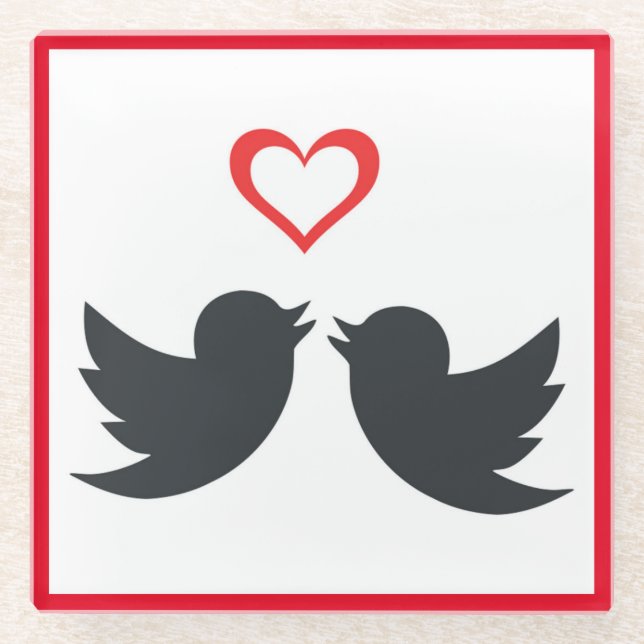 LOVEBIRDS GLASS COASTER (Front)