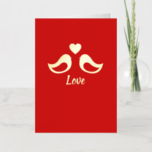 Lovebirds Gold Foil Custom Valentine's Day Card 