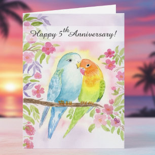 Lovebirds Happy 5th Anniversary  Card