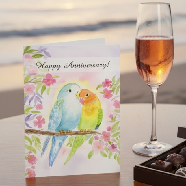 Lovebirds Happy Anniversary  Card (Creator Uploaded)