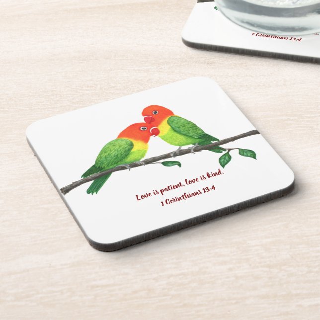 Lovebirds Hard plastic coaster (Left Side)