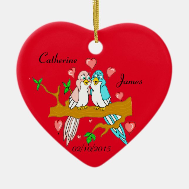 Lovebirds Heart Ornament (Front)