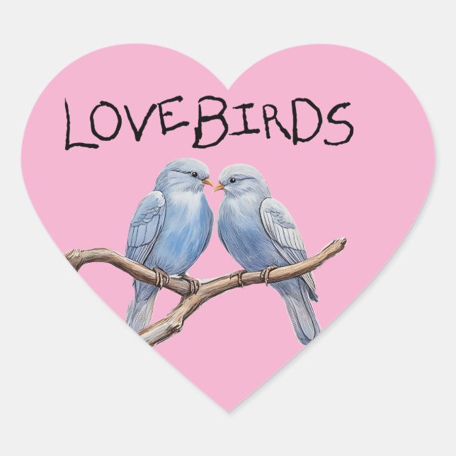 Lovebirds Heart Sticker (Front)