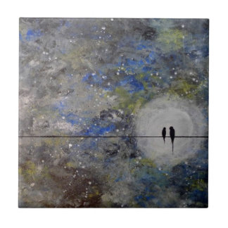 Lovebirds in a Storm Ceramic Tile