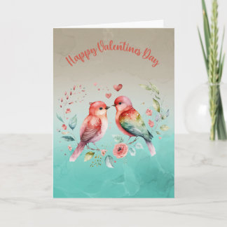 Lovebirds in Bloom: Happy Valentine's Day greeting Card