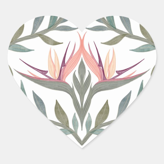 Lovebirds in Paradise Heart Sticker (Front)
