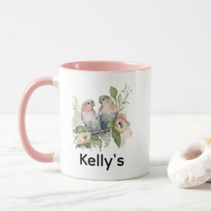 Lovebirds in Pastel Watercolors Mug