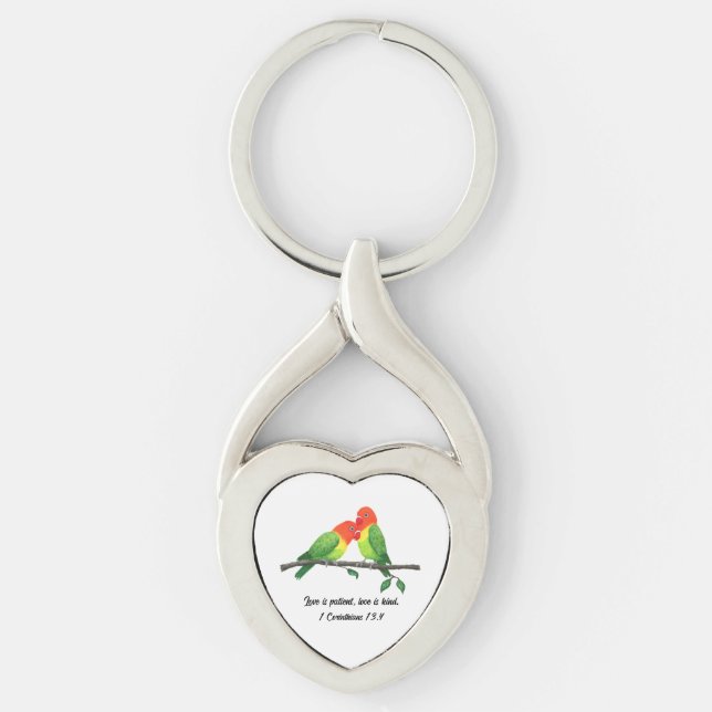 Lovebirds Inspirational Keychain (Front)