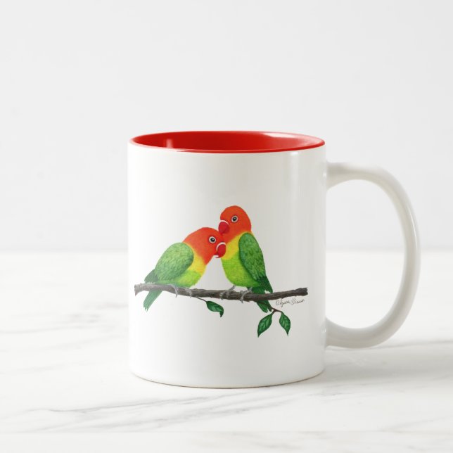 Lovebirds Inspirational Mug, 11 oz Two-Tone Coffee Mug (Right)