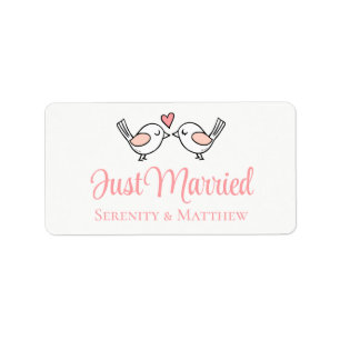 Lovebirds Just Married Love Birds Wedding Label