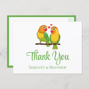 Lovebirds Love Birds Wedding Thank You  Postcard