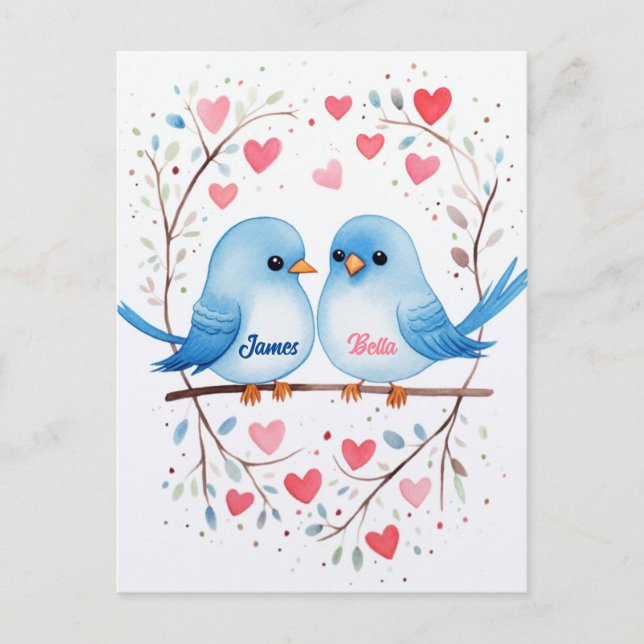 Lovebirds Love: Personalised Valentine's Day Card (Front)