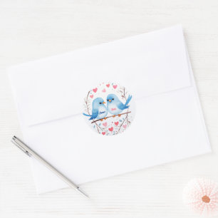 Lovebirds Love: Personalised Valentine's Day Classic Round Sticker