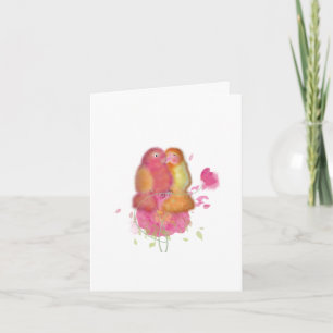 Lovebirds Love pink colours notecard
