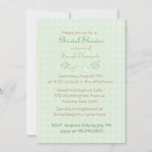 Lovebirds Mint Wedding Bridal Shower Invitation