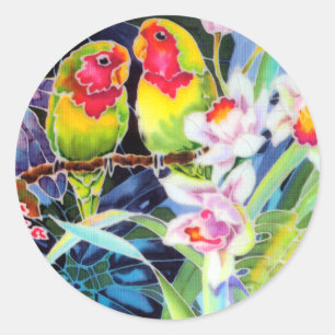 Lovebirds n Orchids Tropical Print Stickers