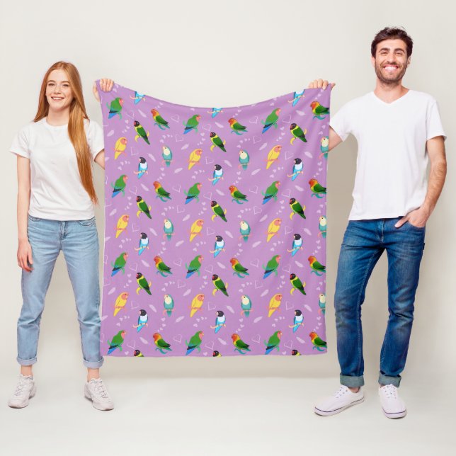 Lovebirds of Rainbow Colours Pattern Fleece Blanket (In Situ)