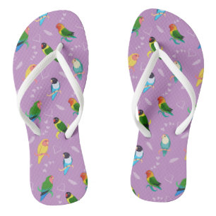 Lovebirds of Rainbow Colours Pattern Thongs