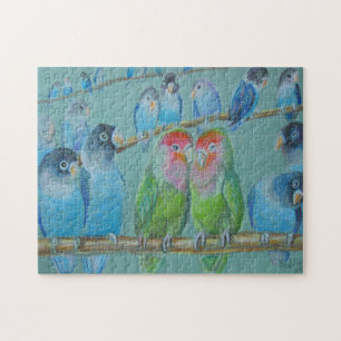 Lovebirds oil pastel jigsaw puzzle