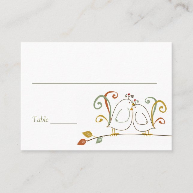 Lovebirds on Branches Place Cards (Front)