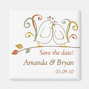 Lovebirds on Branches Save the Dates Magnet