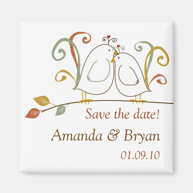 Lovebirds on Branches Save the Dates Magnet (Front)