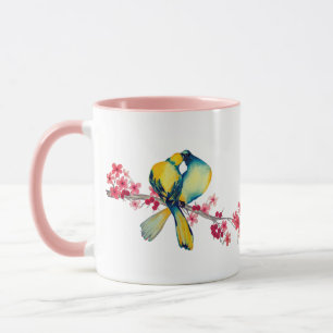 Lovebirds on Cherry Blossom Mug