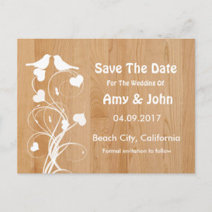 Lovebirds personalised wedding save the date announcement postcard