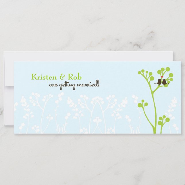 Lovebirds (Powder Blue) Invitation (Front)
