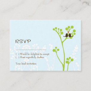 Lovebirds (Powder Blue) RSVP Card