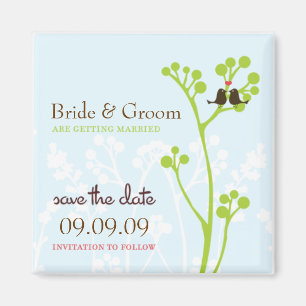 Lovebirds (Powder Blue) Save the Date Magnet
