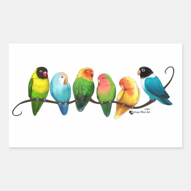Lovebirds Rectangular Sticker (Front)