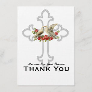 Lovebirds Red Roses Personalised Thank You Card