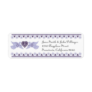 Lovebirds Return Address Label - purple