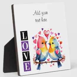 Lovebirds romantic custom text valentine purple plaque