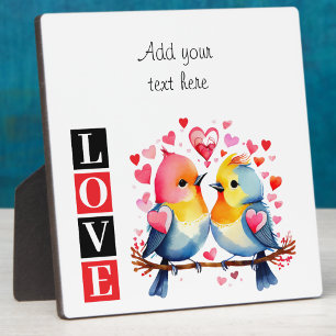 Lovebirds romantic custom text valentine red plaque