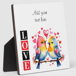 Lovebirds romantic custom text valentine red plaque