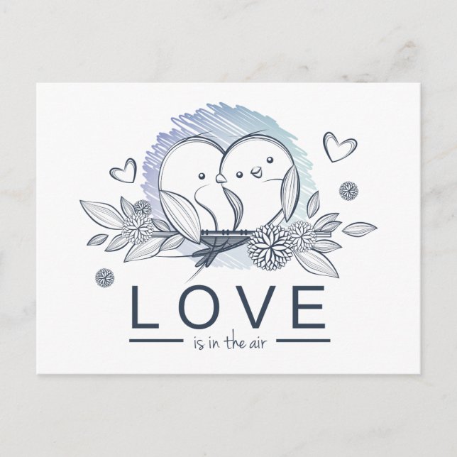 Lovebirds Save The Date Purple Wedding Announcement Postcard (Front)