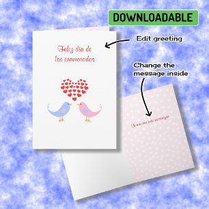 Lovebirds spanish language romantic valentine holiday card
